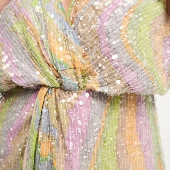 NWT ASOS EDITION Curve twist front midi dress pastel sequin Size 14 NEVER WORN!! - Picture 2 of 7